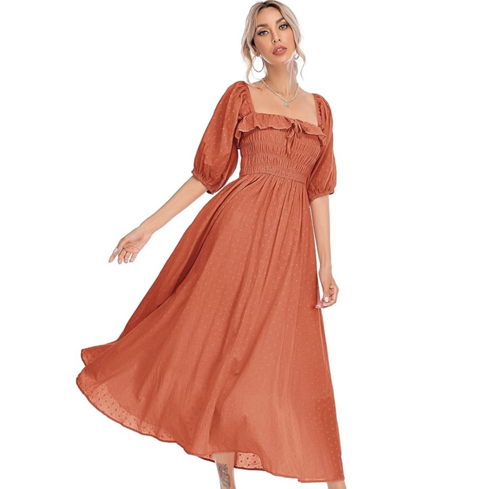 Cotton Ruffled Vintage Flowy Long Dress